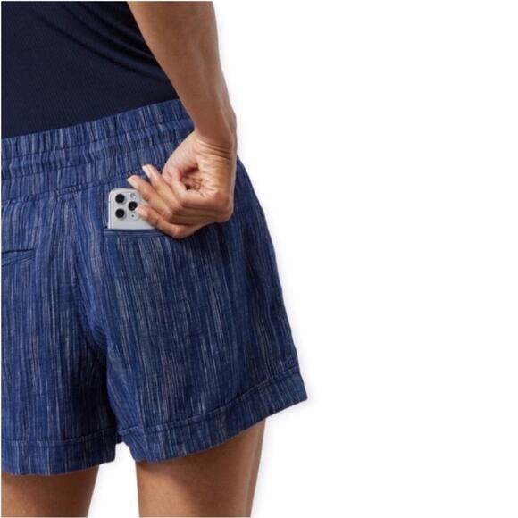 Athleta Cabo linen textured shorts navy 2 - Picture 5 of 14